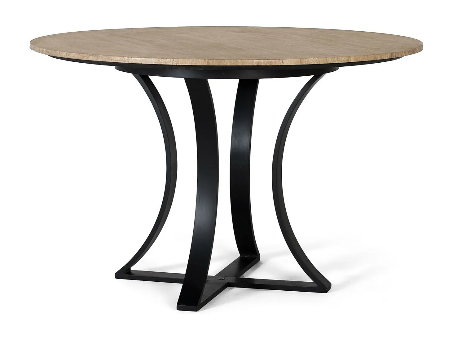 Esstisch aus Travertinmarmor und Metallgestell, 120 cm