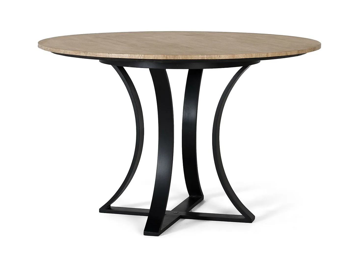 Table à manger marbre travertin et base métal 120cm