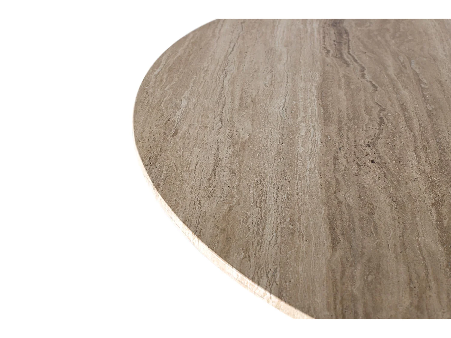 Tafel met marmeren travertin handgreep en metalen onderstel 120cm