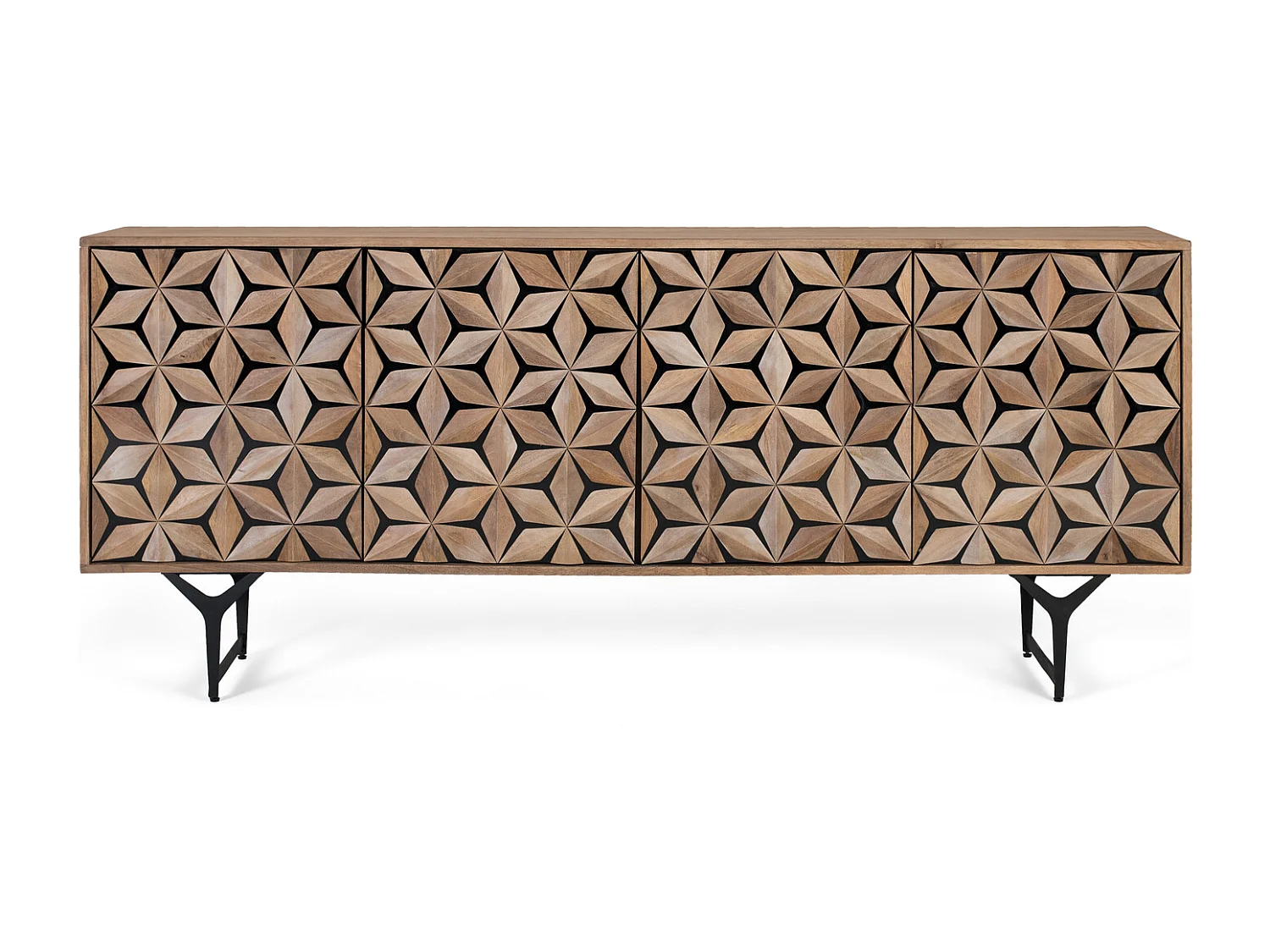 Handgefertigtes 4-türiges Sideboard aus Mangoholz 177 cm