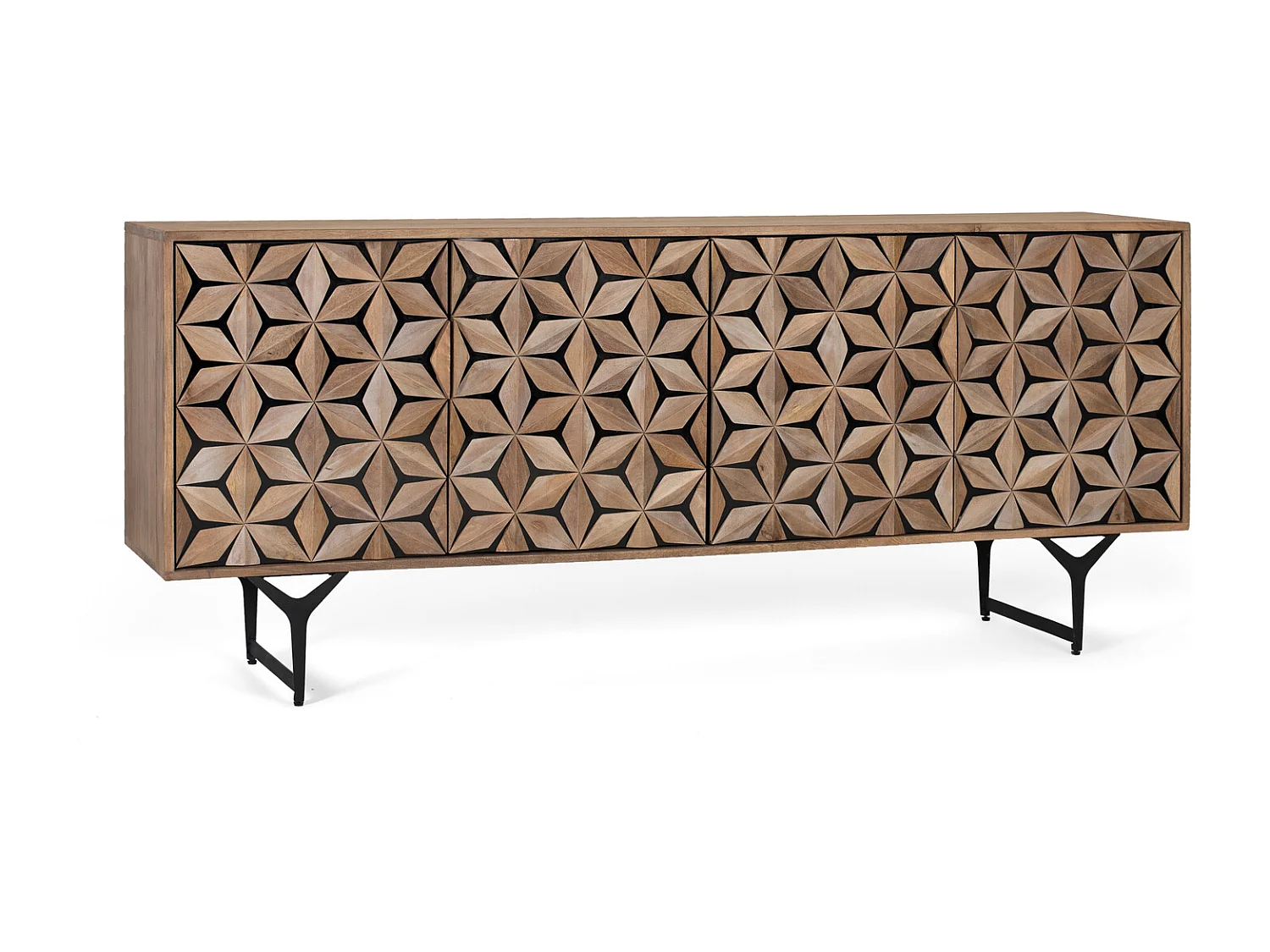 Handgefertigtes 4-türiges Sideboard aus Mangoholz 177 cm