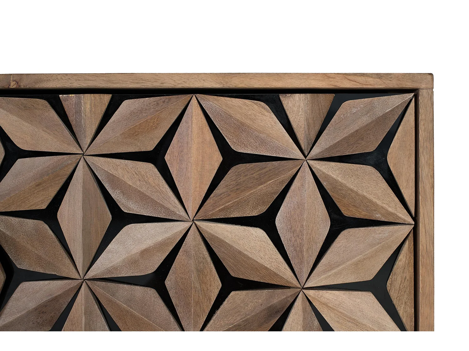 Buffet en bois de manguier, style géométrique contemporain - 74 x 177 x 40