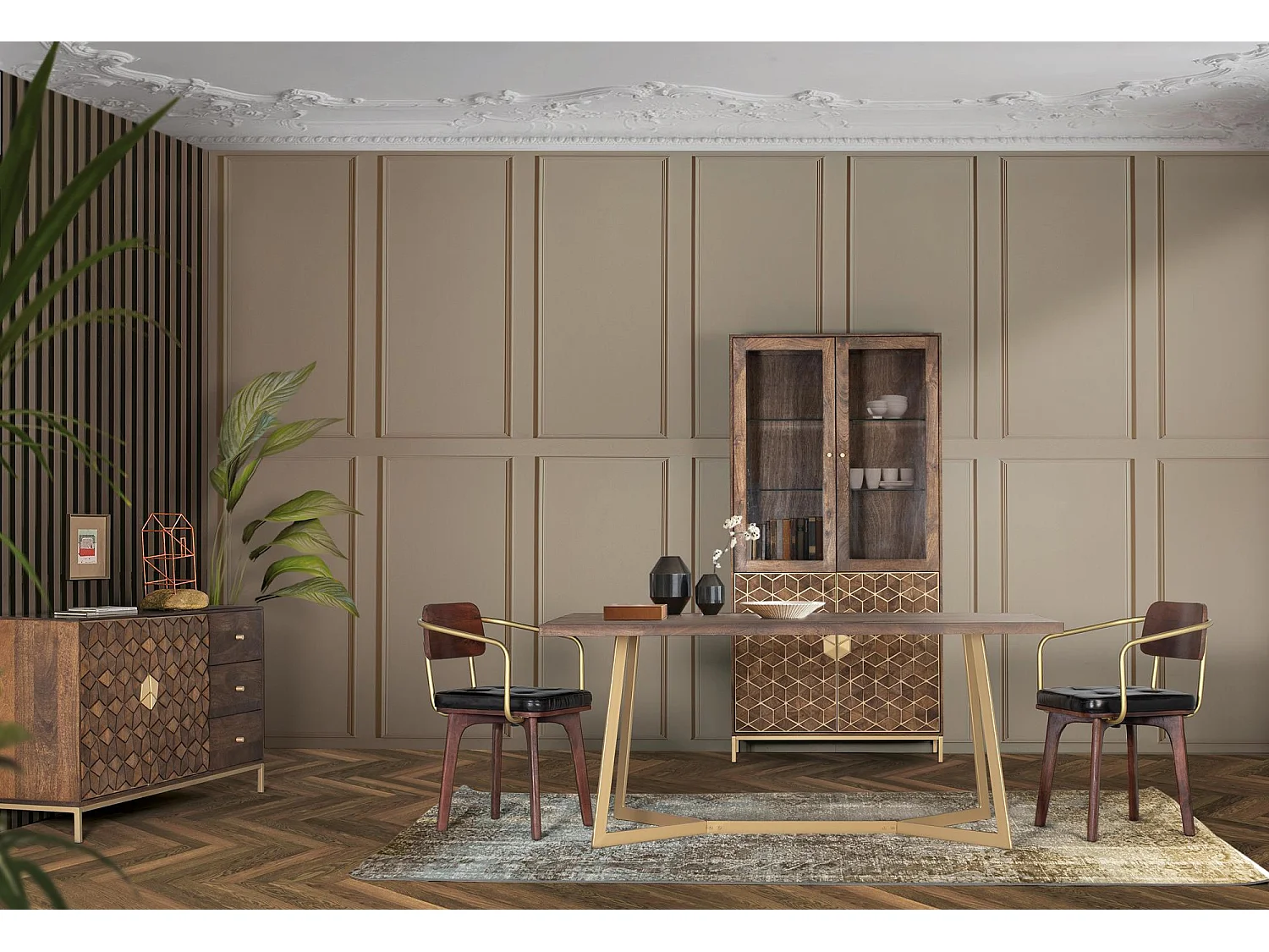 Tavolo da pranzo in legno massello di mango, stile rustico moderno, 200 cm - 76x200x100
