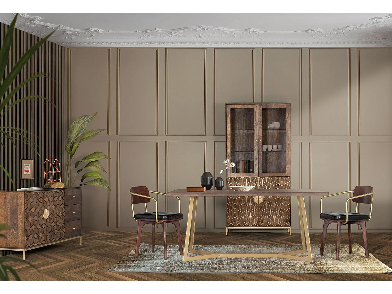 Tavolo da pranzo in legno massello di mango, stile rustico moderno, 200 cm - 76x200x100