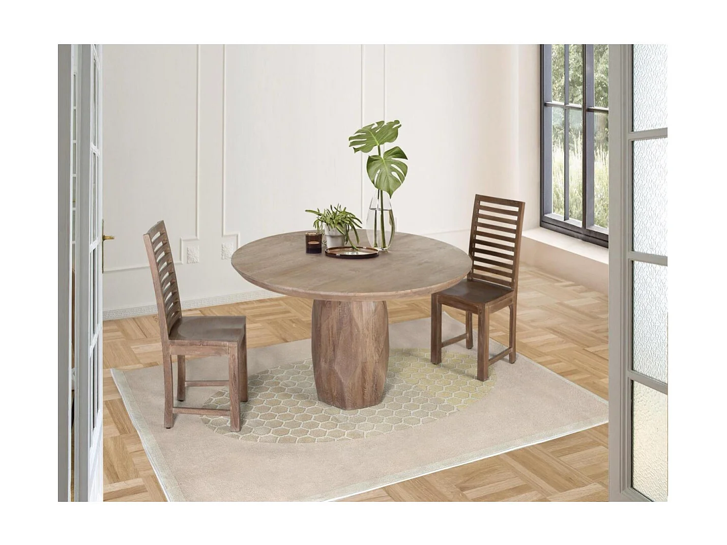 Table à manger fabriquée artisanalement en bois massif 150 cm