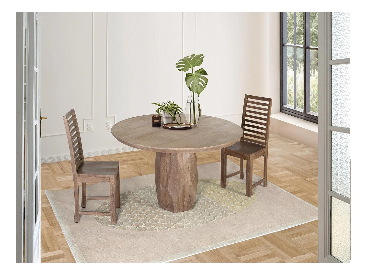 Table à manger fabriquée artisanalement en bois massif 150 cm