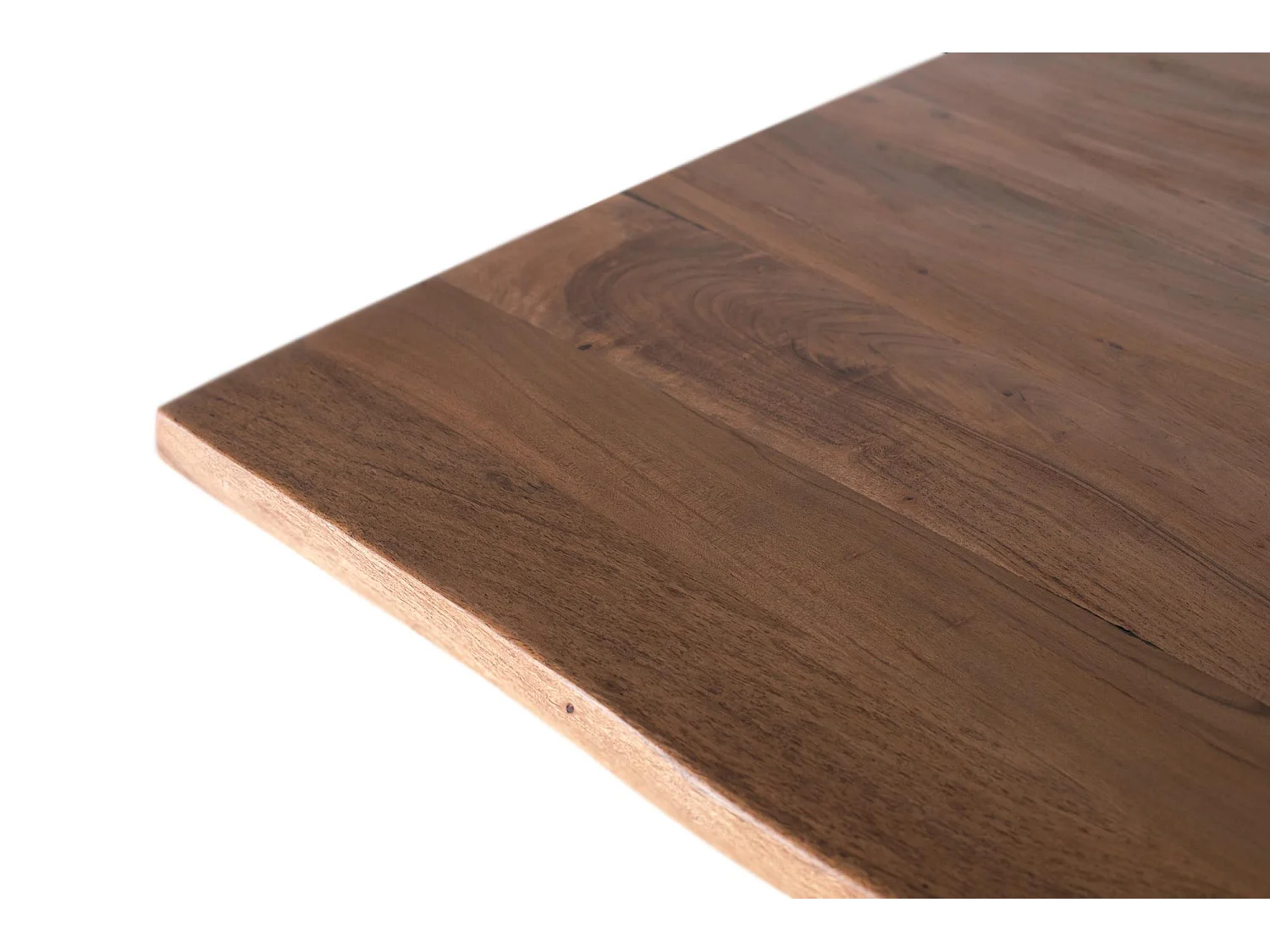 Tafel met kribbeplateau van acaciahout en metalen onderstel 200cm