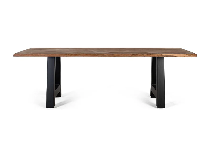 Table à manger plateau bois d'acacia et base métal 200cm