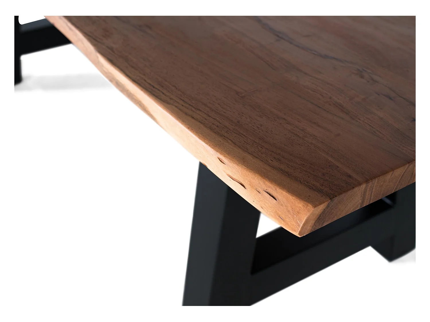 Mesa de comedor de acacia y patas de metal 240 cm 77x240x100