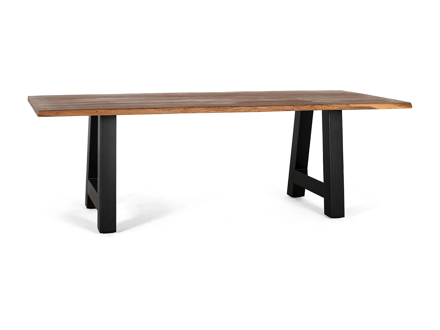 Mesa com alça em acácia e pés de metal, 240 cm