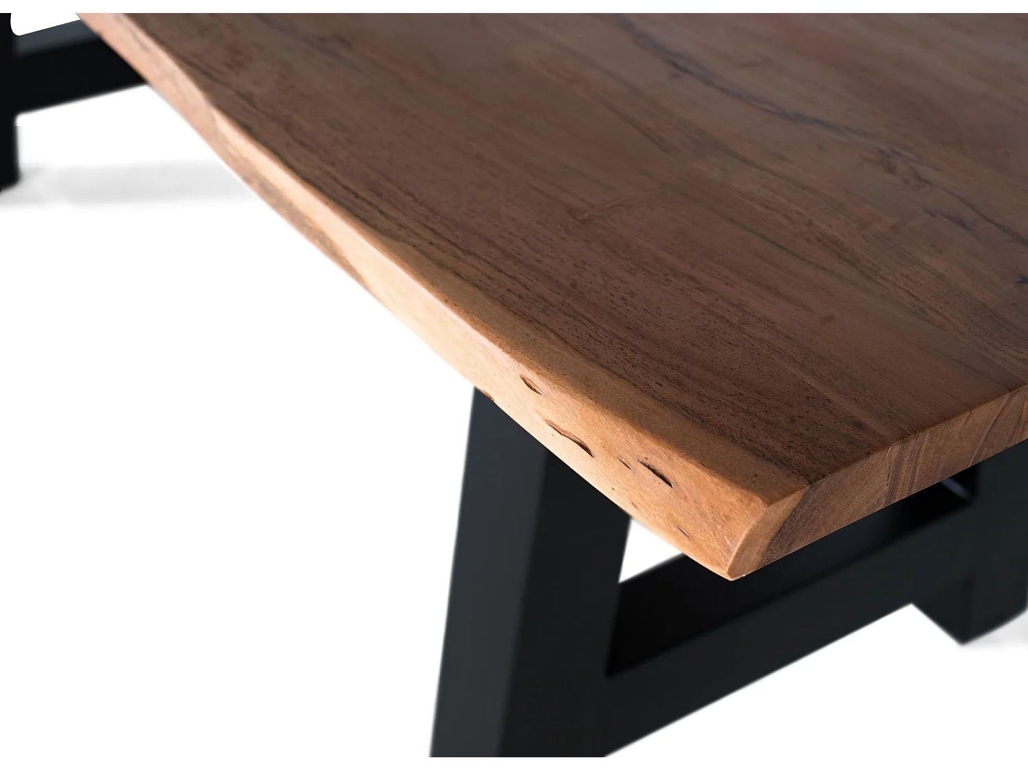 Mesa com alça em acácia e pés de metal, 240 cm