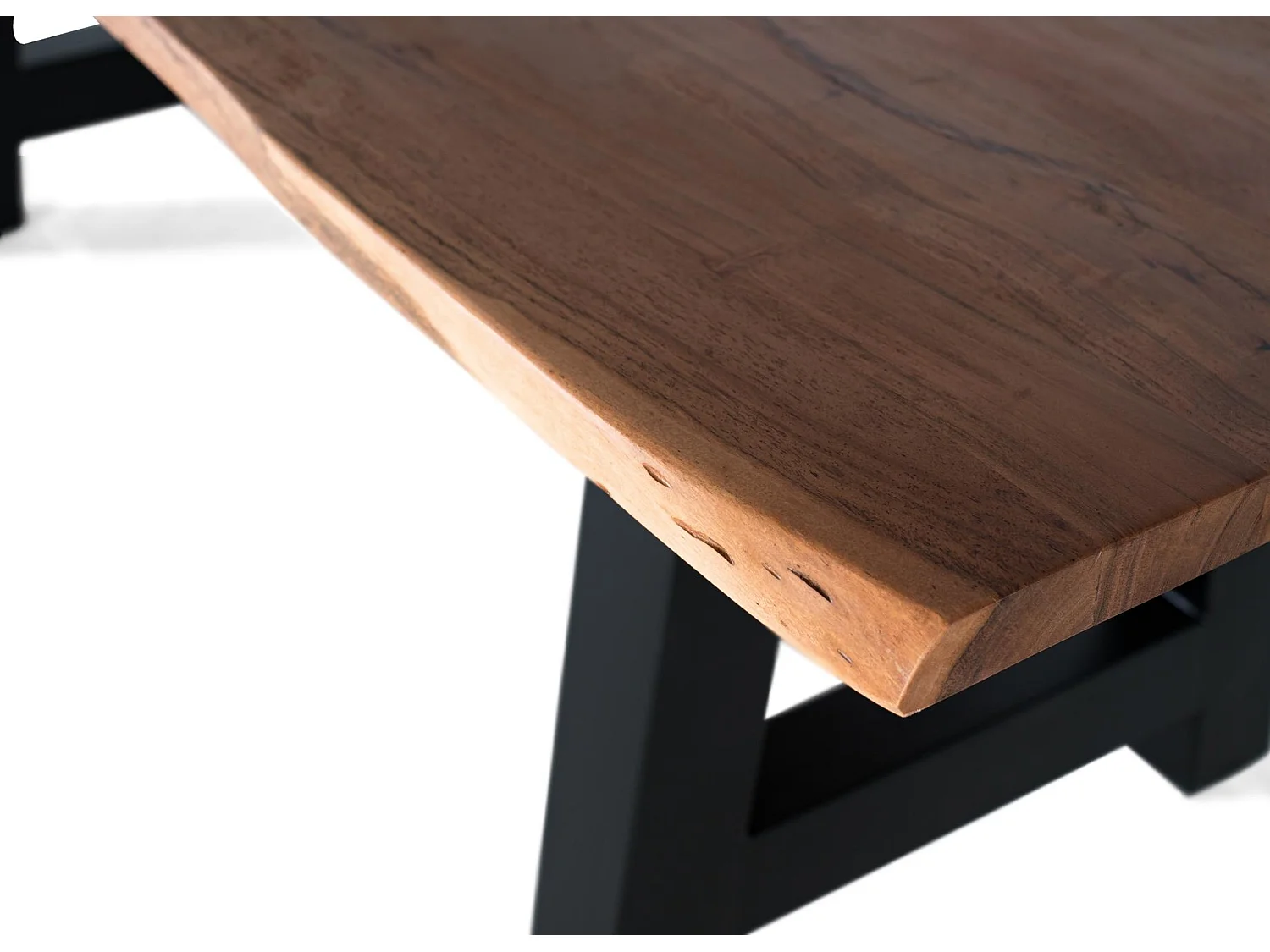 Mesas de Comedor de Madera Maciza de Acacia 240 Cm Estilo Rústico Industrial-77x240x100