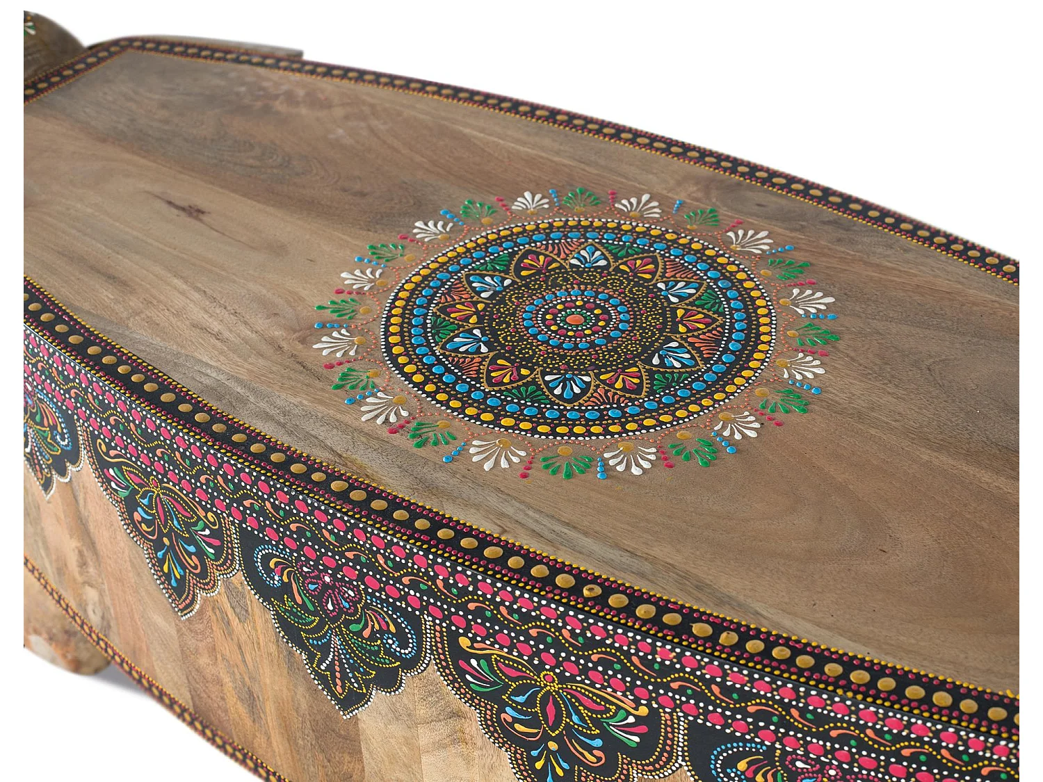 Bank en bois de manguier schilderen à la main veelkleurig