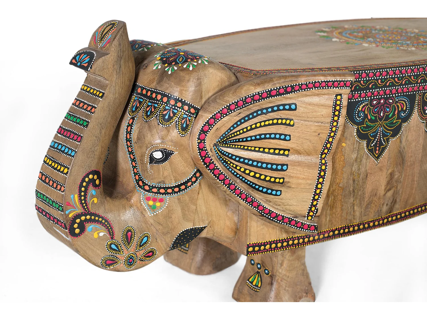 Banc en bois de manguier 157 cm, style ethnique artisanal - 40x157x46