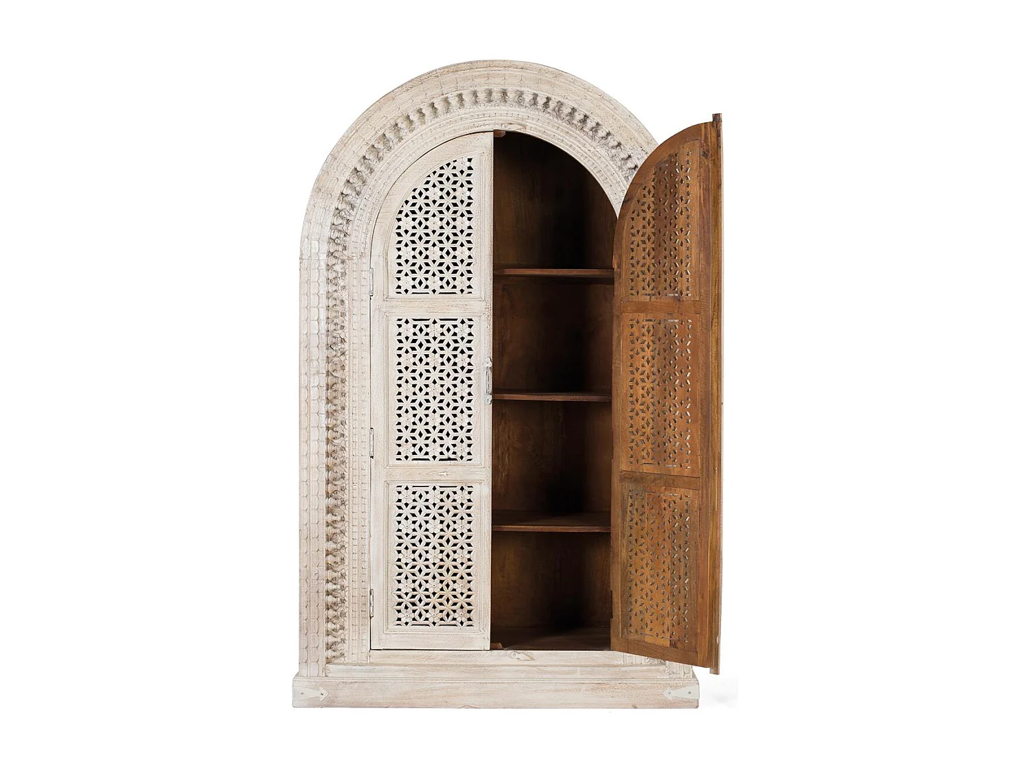 Armoire en bois manguier blanc décapé