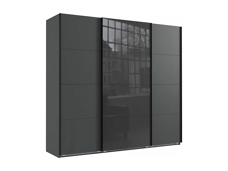 SCHWEBETÜRENSCHRANK Norderstedt Graphit / Glasgrau 225 / 64 / 210cm
