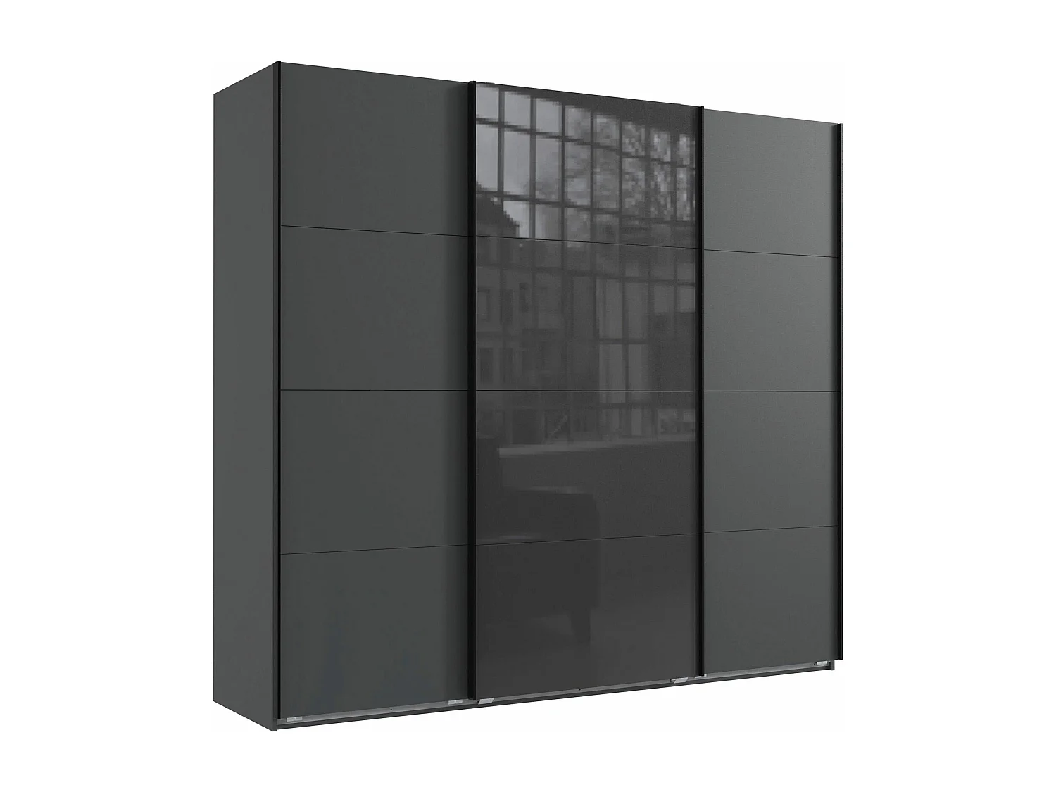 SCHWEBETÜRENSCHRANK Norderstedt Graphit / Glasgrau 225 / 64 / 210cm