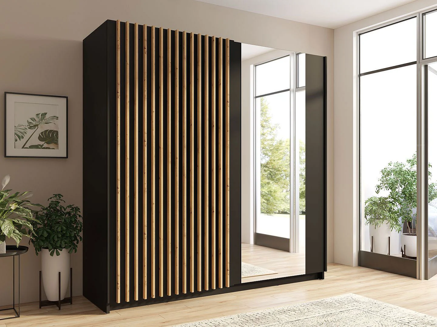 SCHWEBETÜRENSCHRANK Dalia schwarz - artisan eiche 200 / 63,5 / 198,5cm