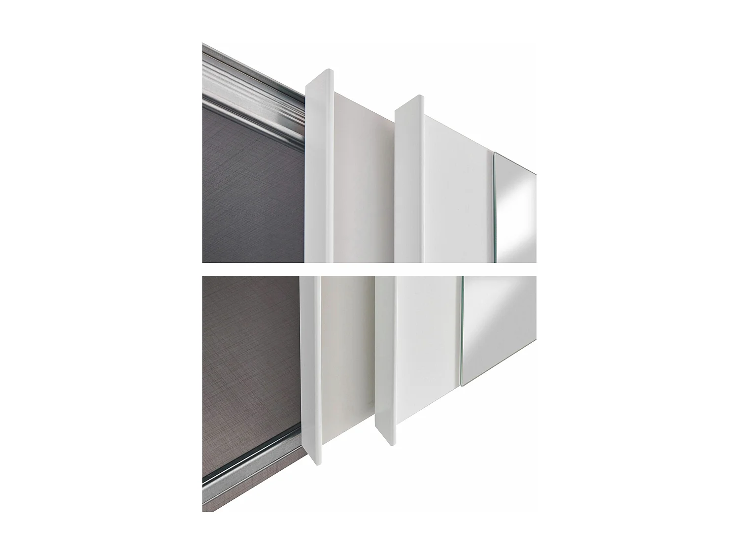 SCHWEBETÜRENSCHRANK Norderstedt Weiß / Glasschwarz 180 / 64 / 210cm