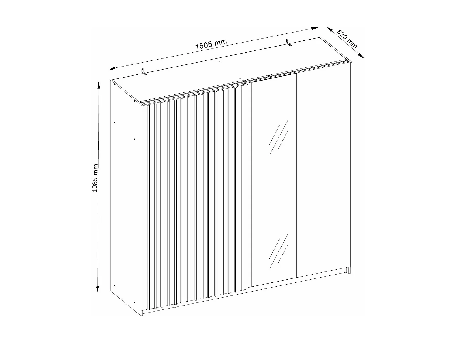 SCHWEBETÜRENSCHRANK Dalia weiß - artisan eiche 150 / 63,5 / 198,5cm