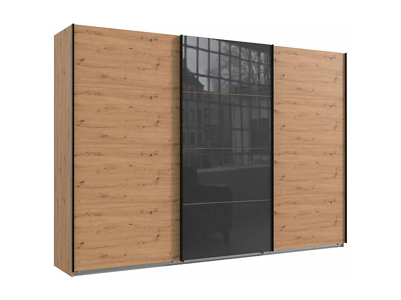 SCHWEBETÜRENSCHRANK Norderstedt Artisan Eiche / Glasgrau 313 / 64 / 236cm