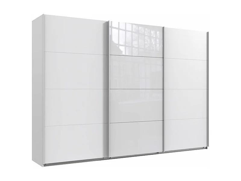 SCHWEBETÜRENSCHRANK Norderstedt Weiß / Glasweiß 313 / 64 / 236cm