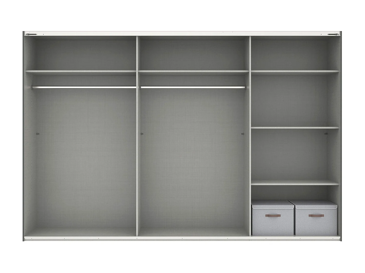 SCHWEBETÜRENSCHRANK Norderstedt Weiß / Glasweiß 313 / 64 / 236cm