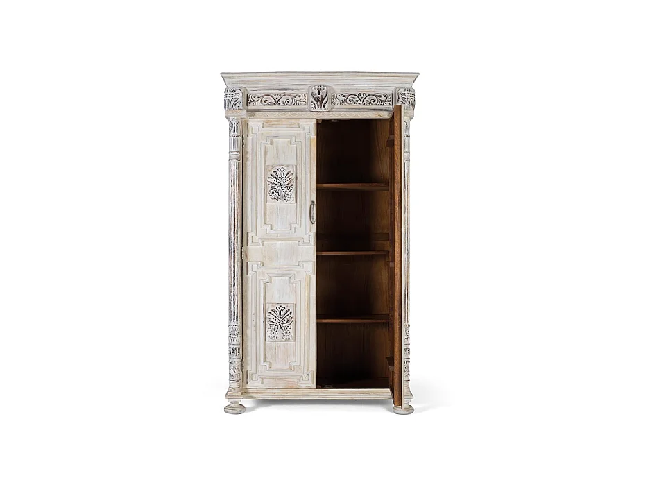 Armoire en bois de manguier 120 cm, style ethnique vintage - 203 x 120 x 50 cm