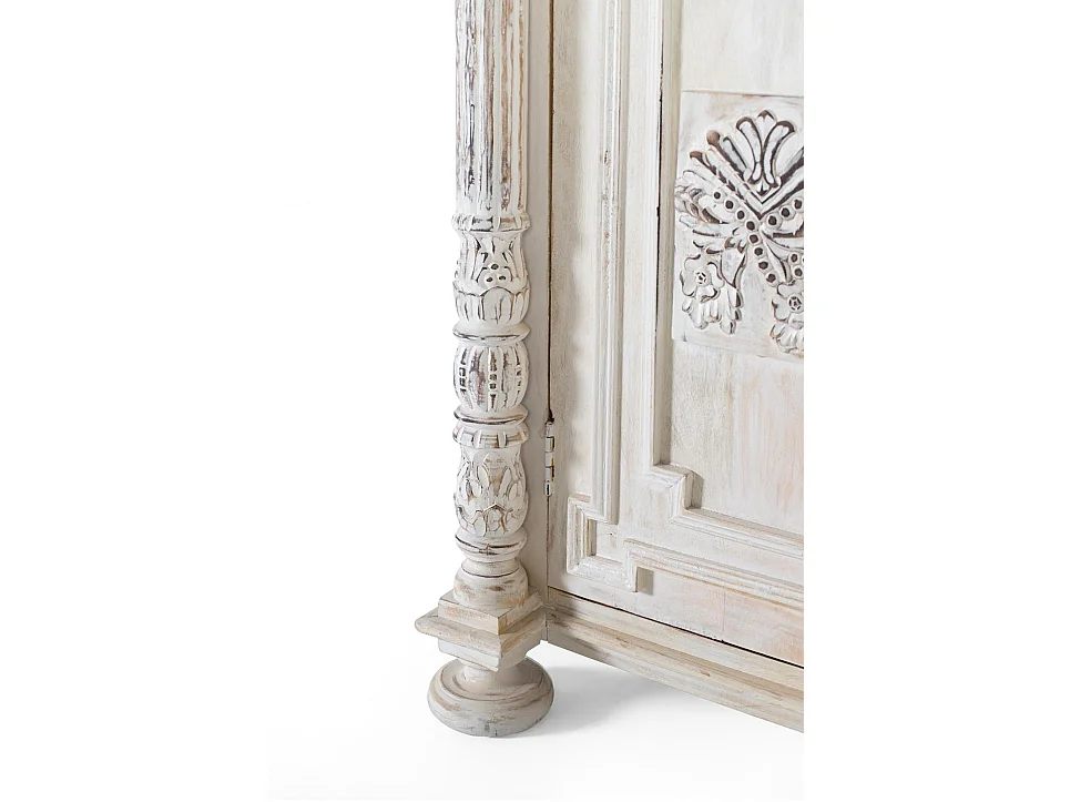 Armoire en bois de manguier 120 cm, style ethnique vintage - 203 x 120 x 50 cm