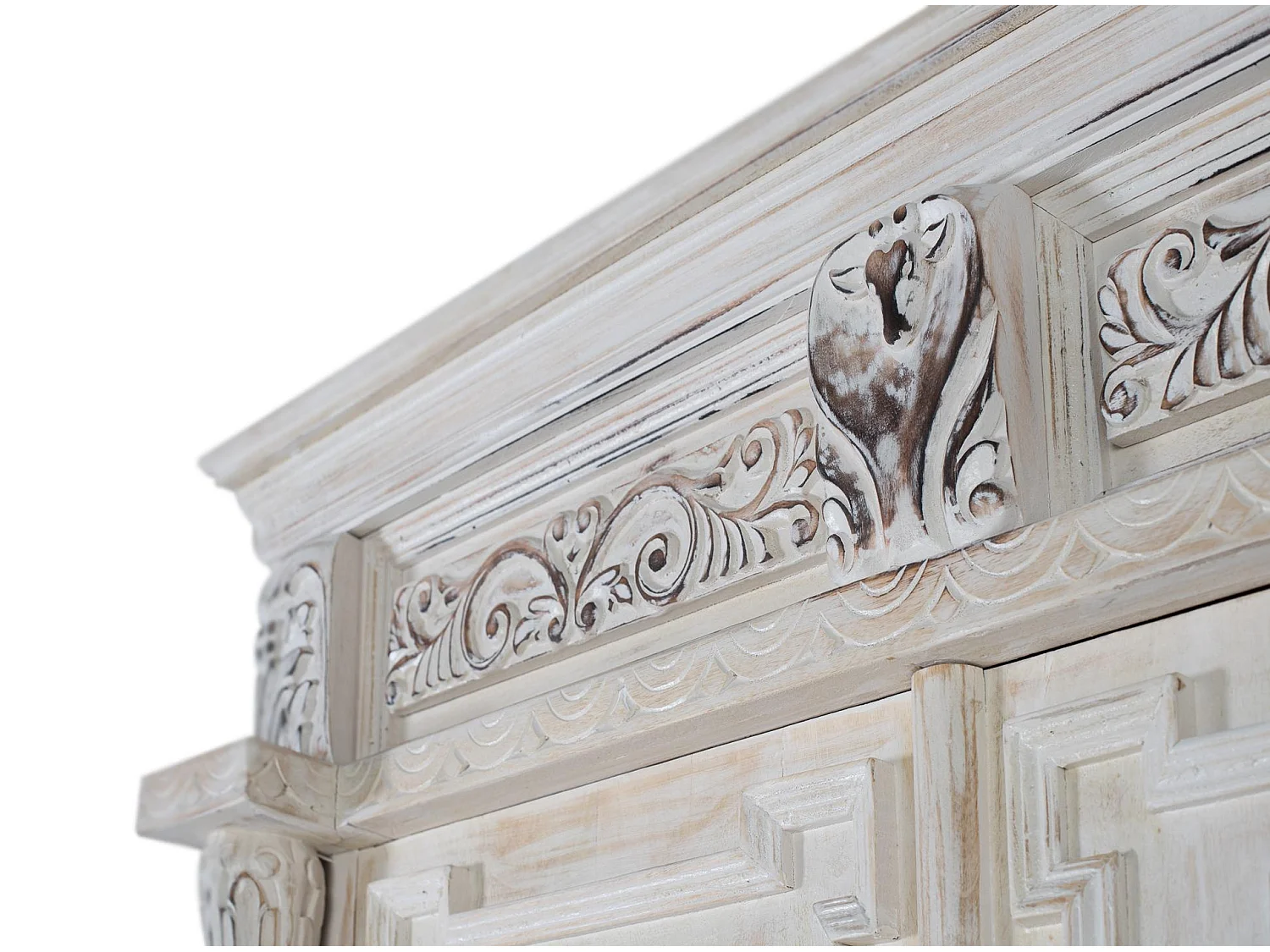 Armoire en bois de manguier 120 cm, style ethnique vintage - 203 x 120 x 50 cm