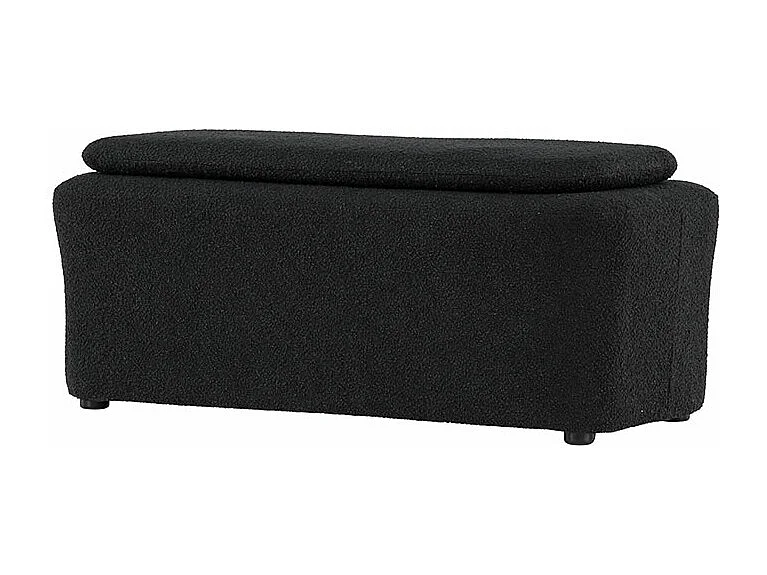 Banc Pouf en Tissu Bouclé "Laurel" 110cm Noir