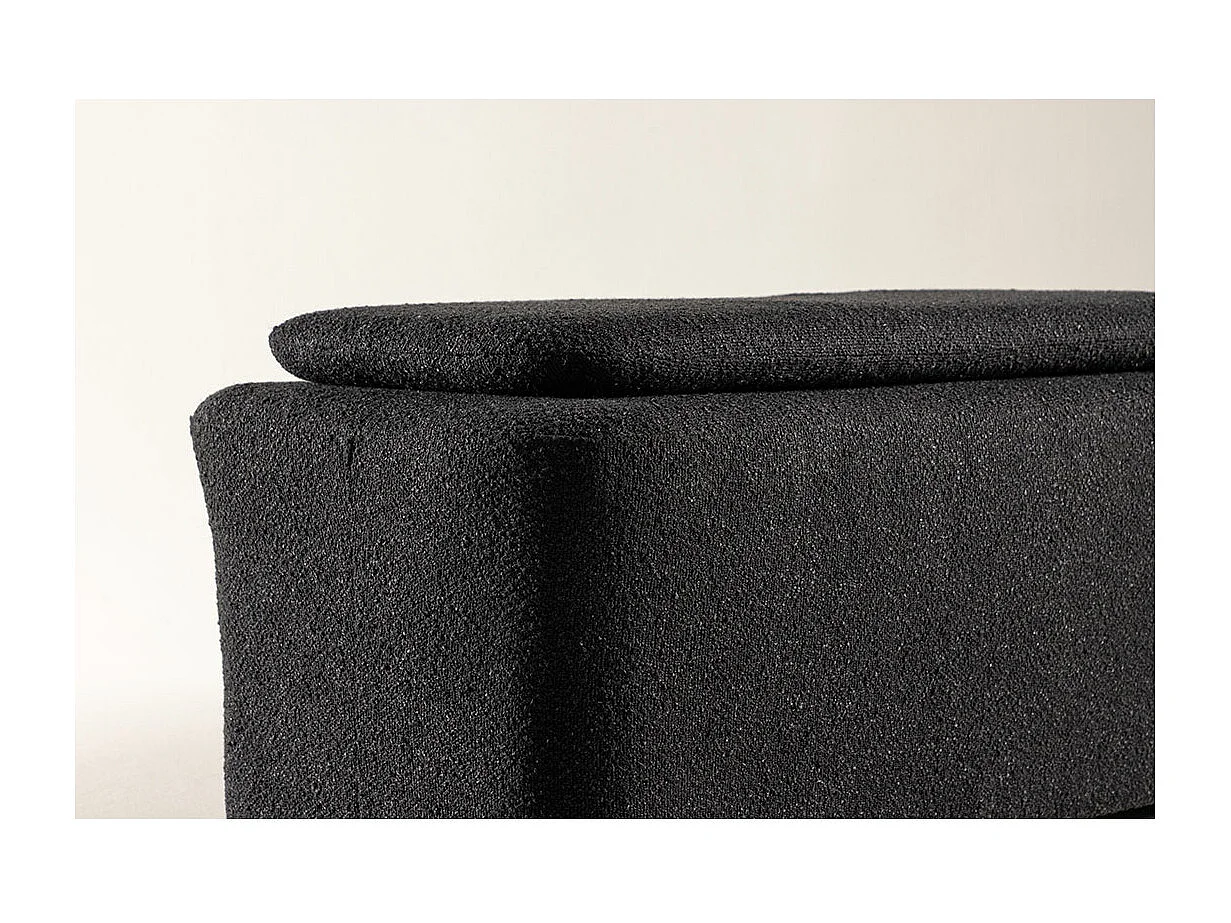 Banc Pouf en Tissu Bouclé "Laurel" 110cm Noir