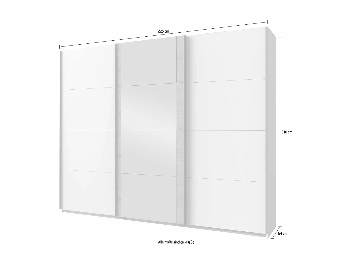 SCHWEBETÜRENSCHRANK Bern weiß 225 / 64 / 210cm