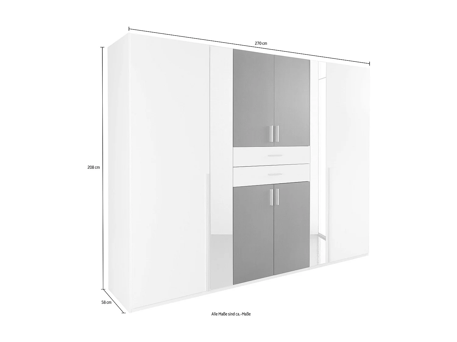 KLEIDERSCHRANK Vanea weiß 270 / 58 / 208cm