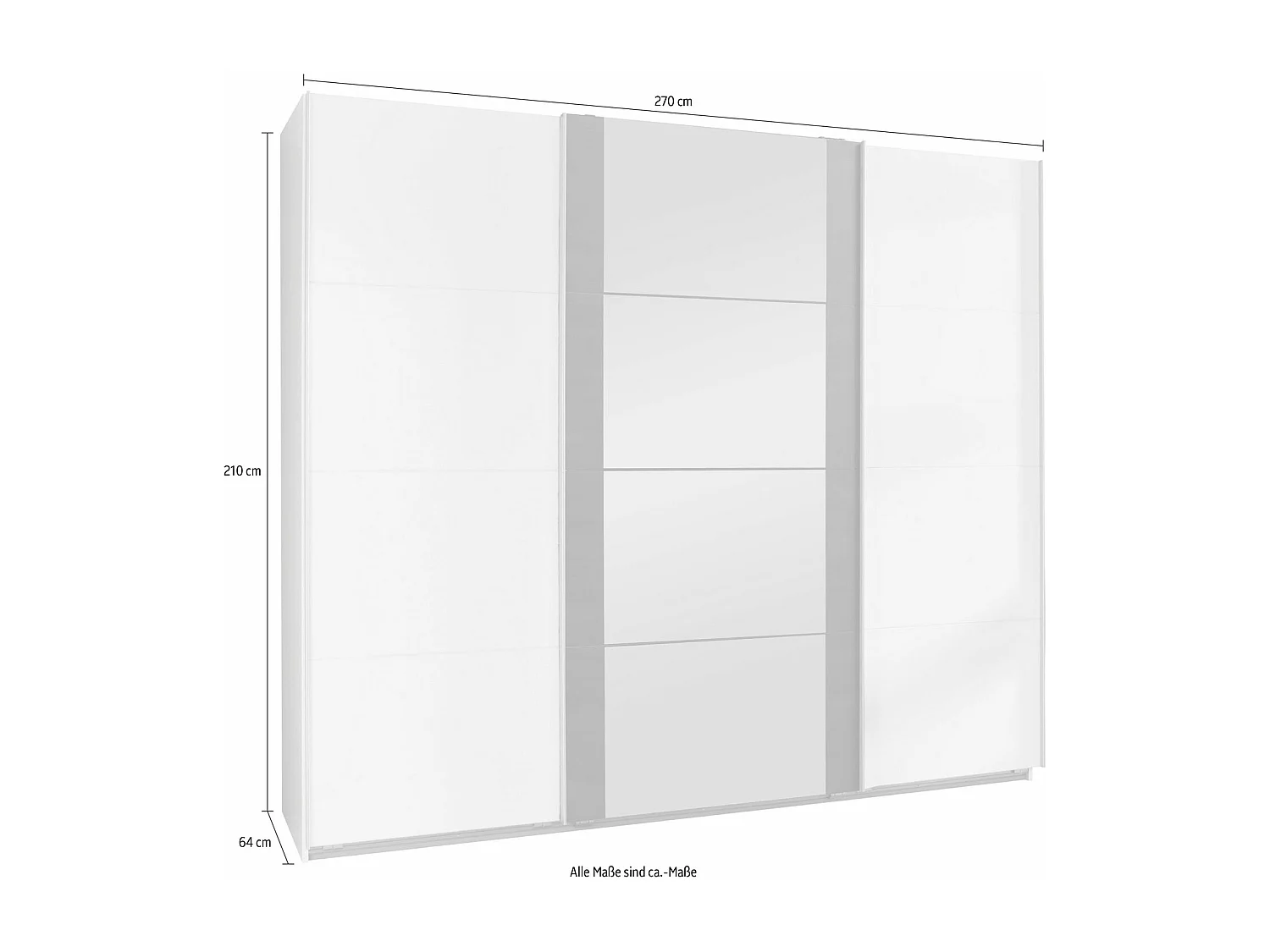 SCHWEBETÜRENSCHRANK Bern Weiß / Raw steel 270 / 64 / 210cm