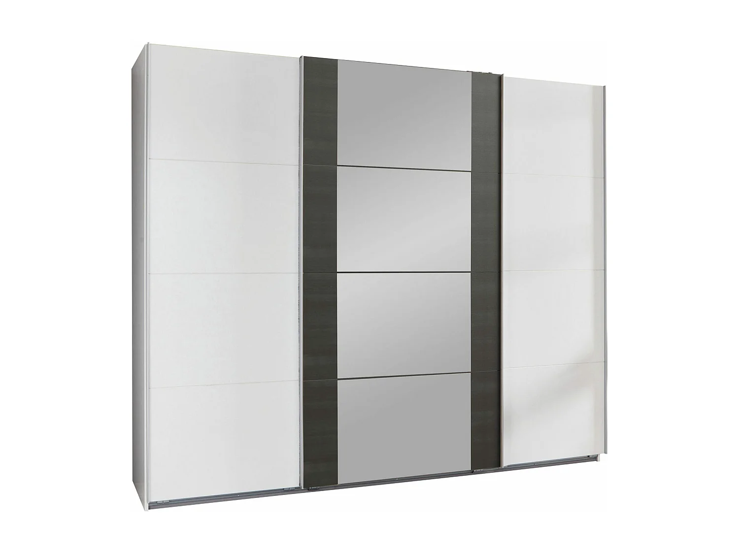 SCHWEBETÜRENSCHRANK Bern weiß / Raw Steel 313 / 64 / 236cm