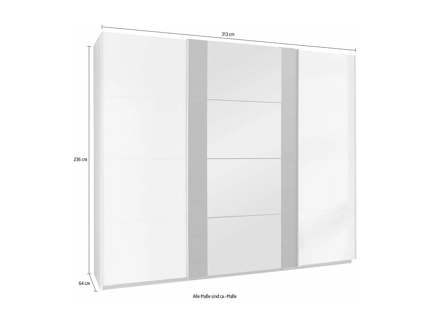 SCHWEBETÜRENSCHRANK Bern weiß / Raw Steel 313 / 64 / 236cm