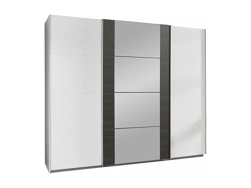 SCHWEBETÜRENSCHRANK Bern weiß / Raw Steel 313 / 64 / 236cm