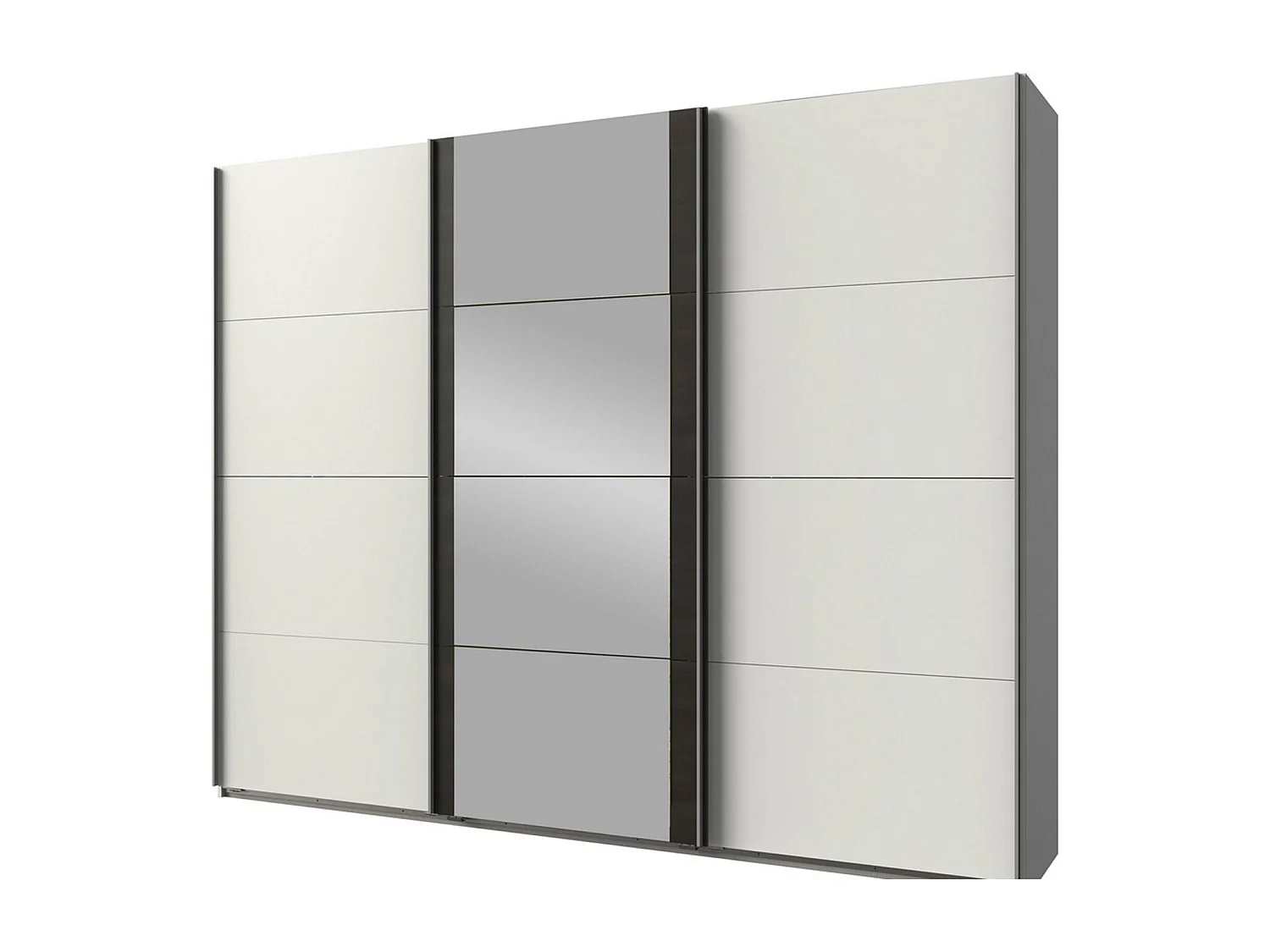 SCHWEBETÜRENSCHRANK Bern weiß / Raw steel 225 / 64 / 210cm