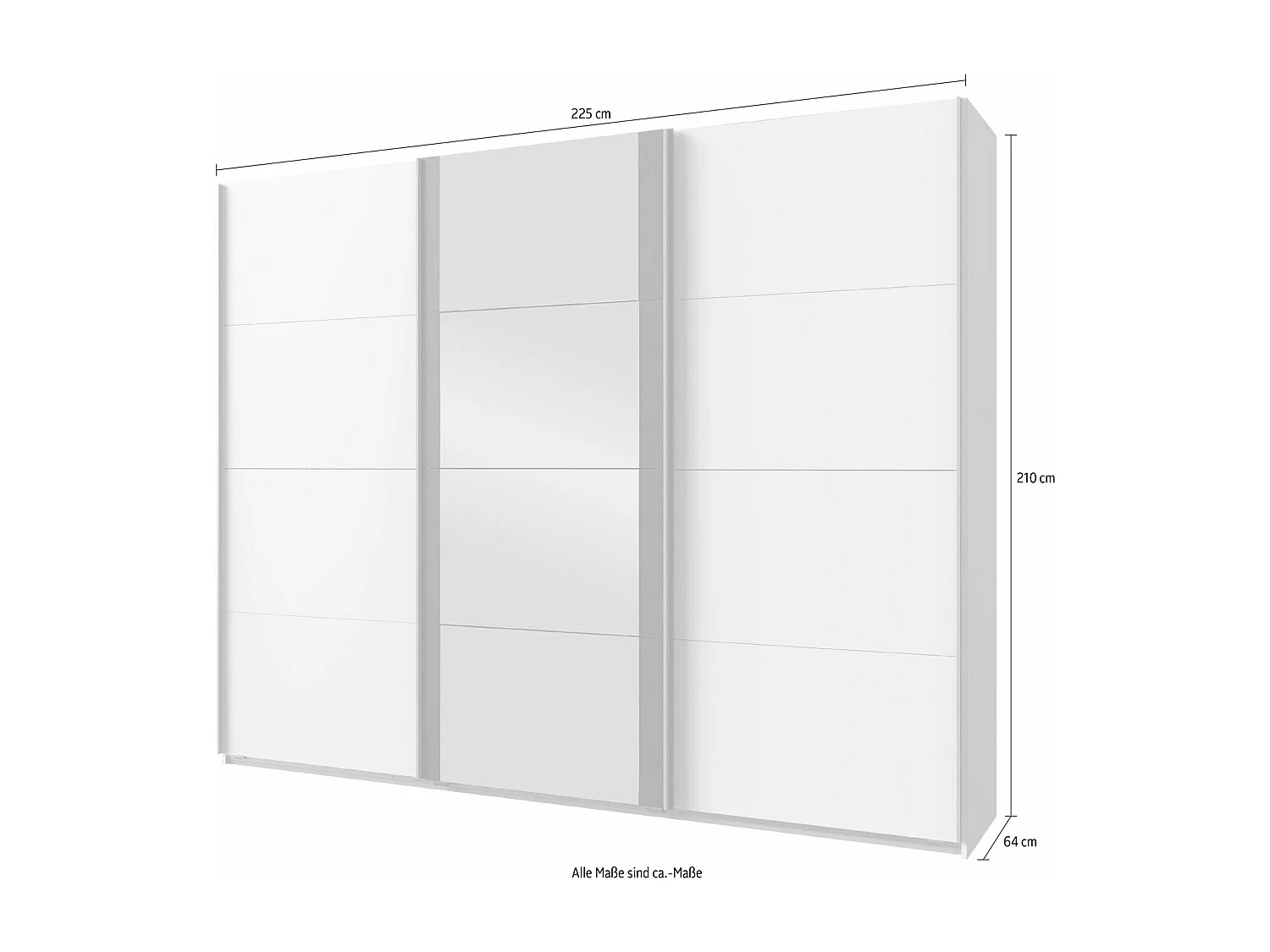 SCHWEBETÜRENSCHRANK Bern weiß / Raw steel 225 / 64 / 210cm