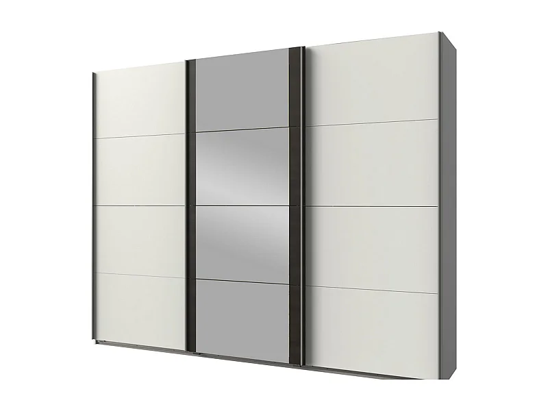 SCHWEBETÜRENSCHRANK Bern weiß / Raw steel 225 / 64 / 210cm