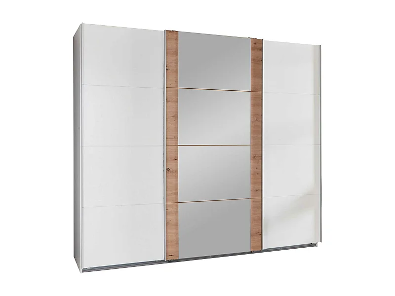 SCHWEBETÜRENSCHRANK Bern Weiß / Raw steel 270 / 64 / 210cm