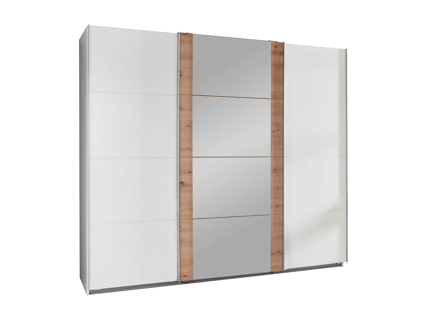 SCHWEBETÜRENSCHRANK Bern Weiß / Raw steel 270 / 64 / 210cm