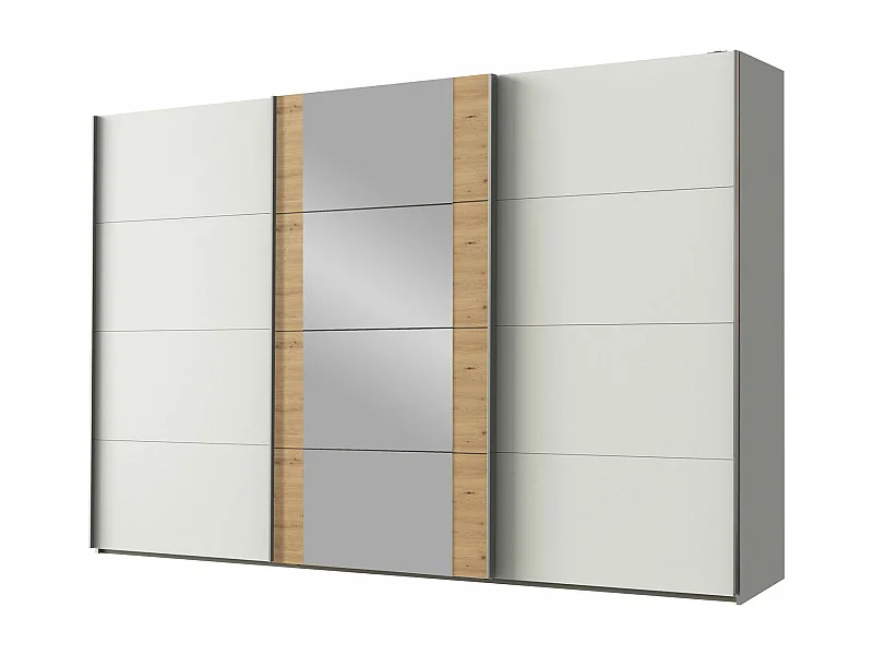 SCHWEBETÜRENSCHRANK Bern Weiß / Raw steel 270 / 64 / 210cm