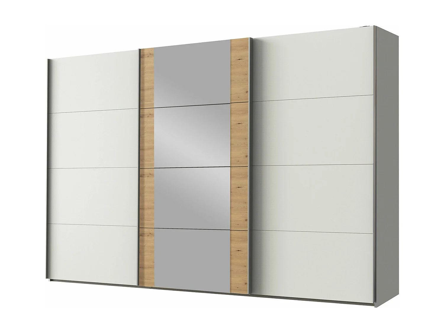 SCHWEBETÜRENSCHRANK Bern Weiß / Raw steel 270 / 64 / 210cm