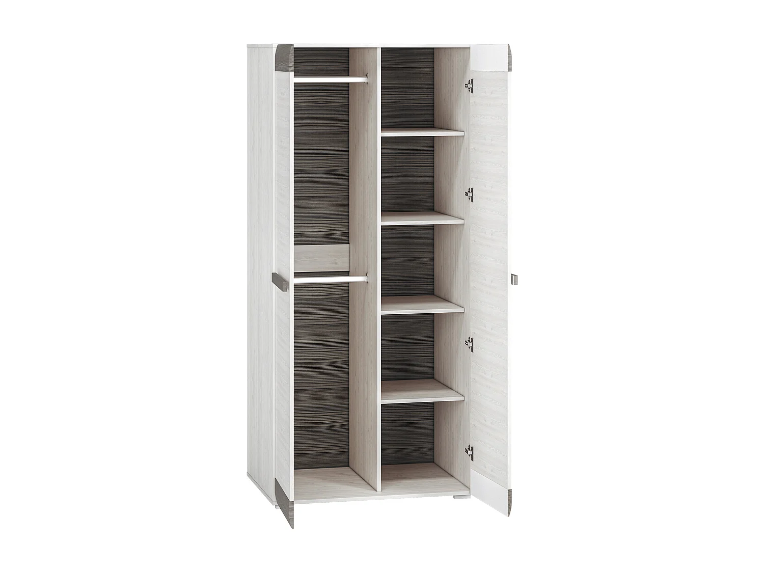 KLEIDERSCHRANK Blanco Pinie weiß / grau 92 / 65 / 202cm