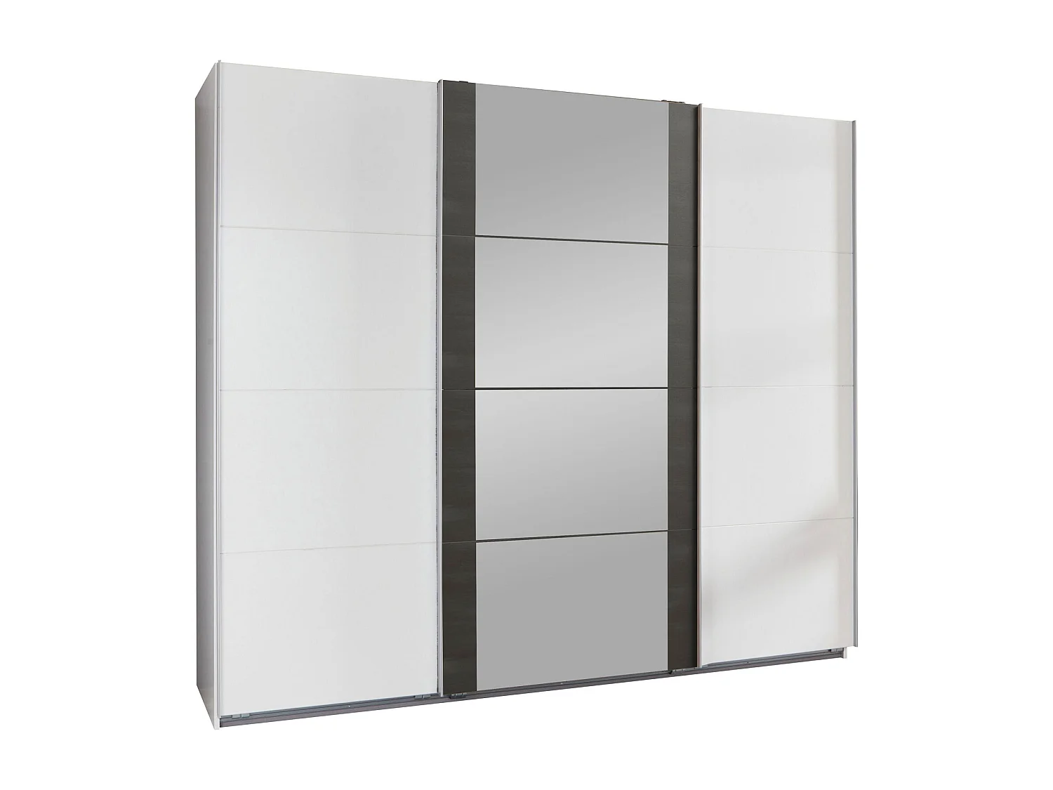 SCHWEBETÜRENSCHRANK Bern Weiß / Raw steel 270 / 64 / 210cm