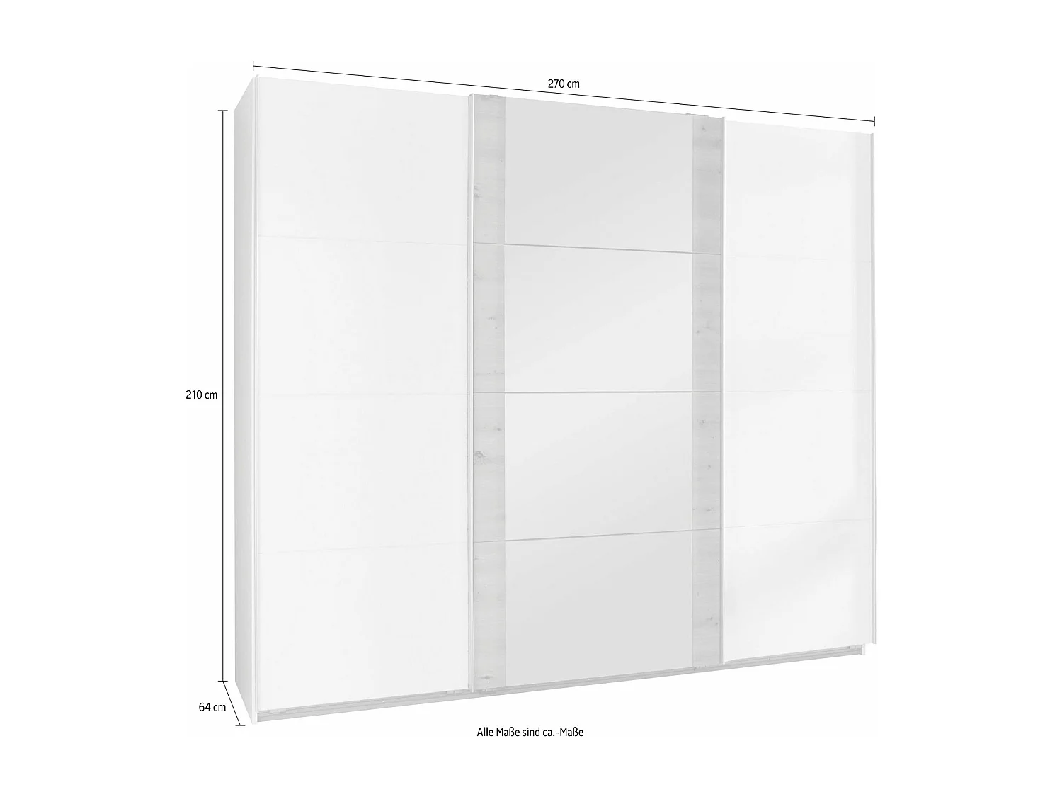 SCHWEBETÜRENSCHRANK Bern Weiß / Raw steel 270 / 64 / 210cm