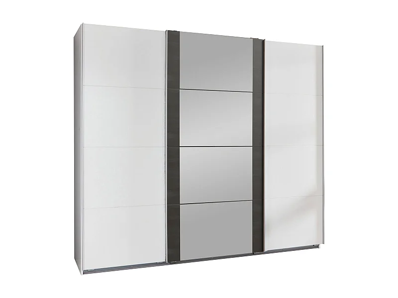 SCHWEBETÜRENSCHRANK Bern Weiß / Raw steel 270 / 64 / 210cm