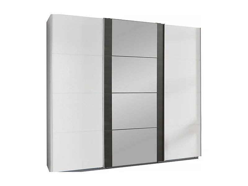 SCHWEBETÜRENSCHRANK Bern weiß / Raw steel 270 / 64 / 236cm